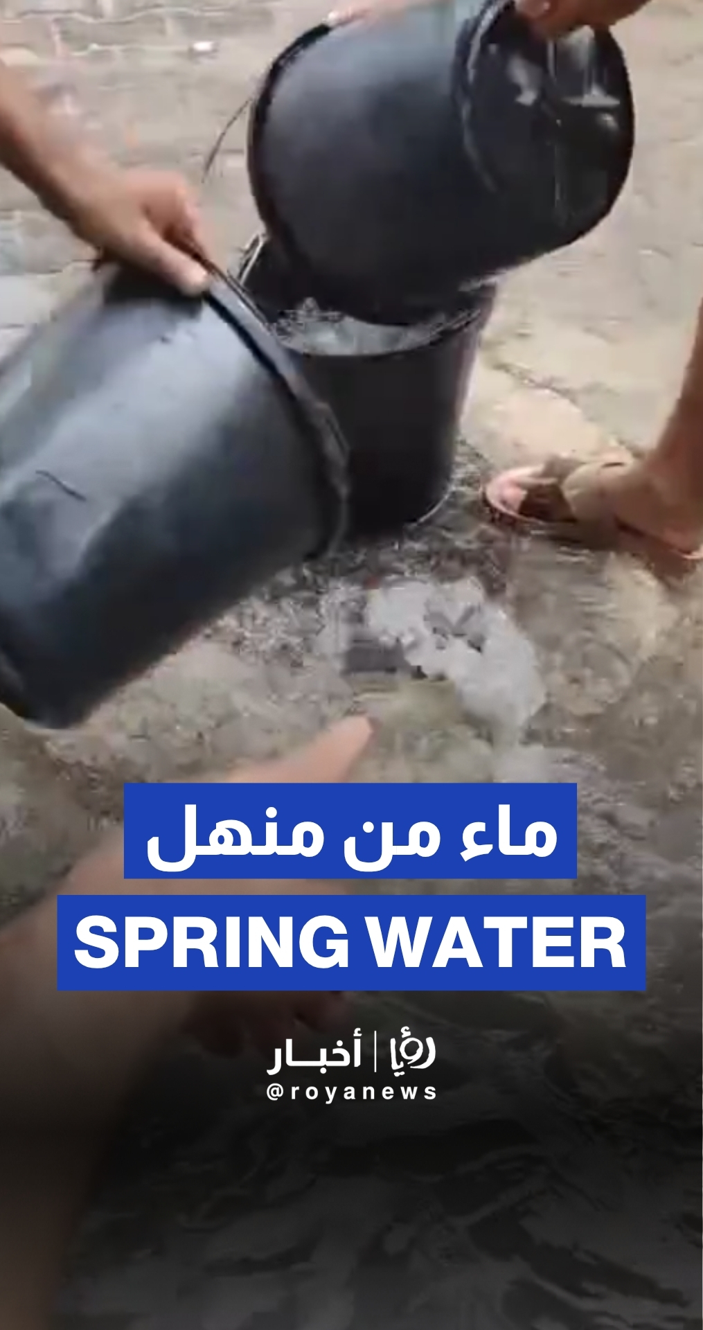 Clean spring water erupts from sewage drain in Gaza