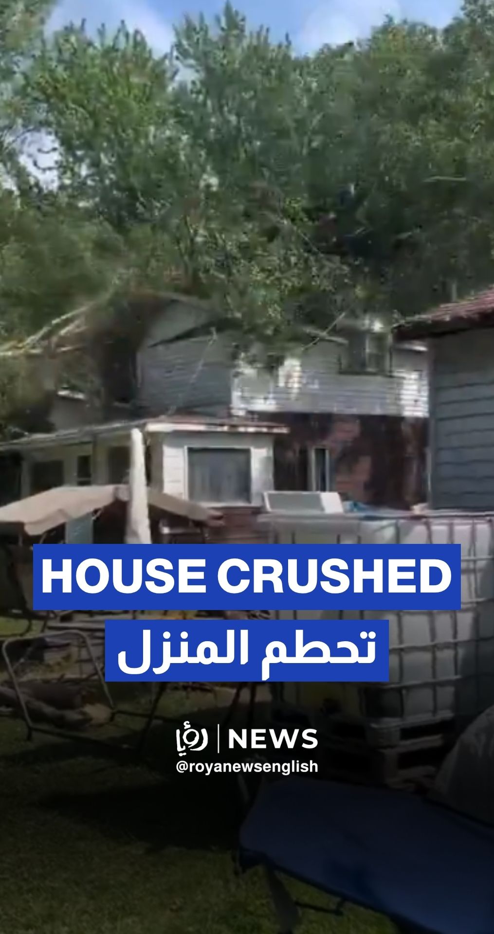 Workers cut down tree, it crashes onto house in seconds