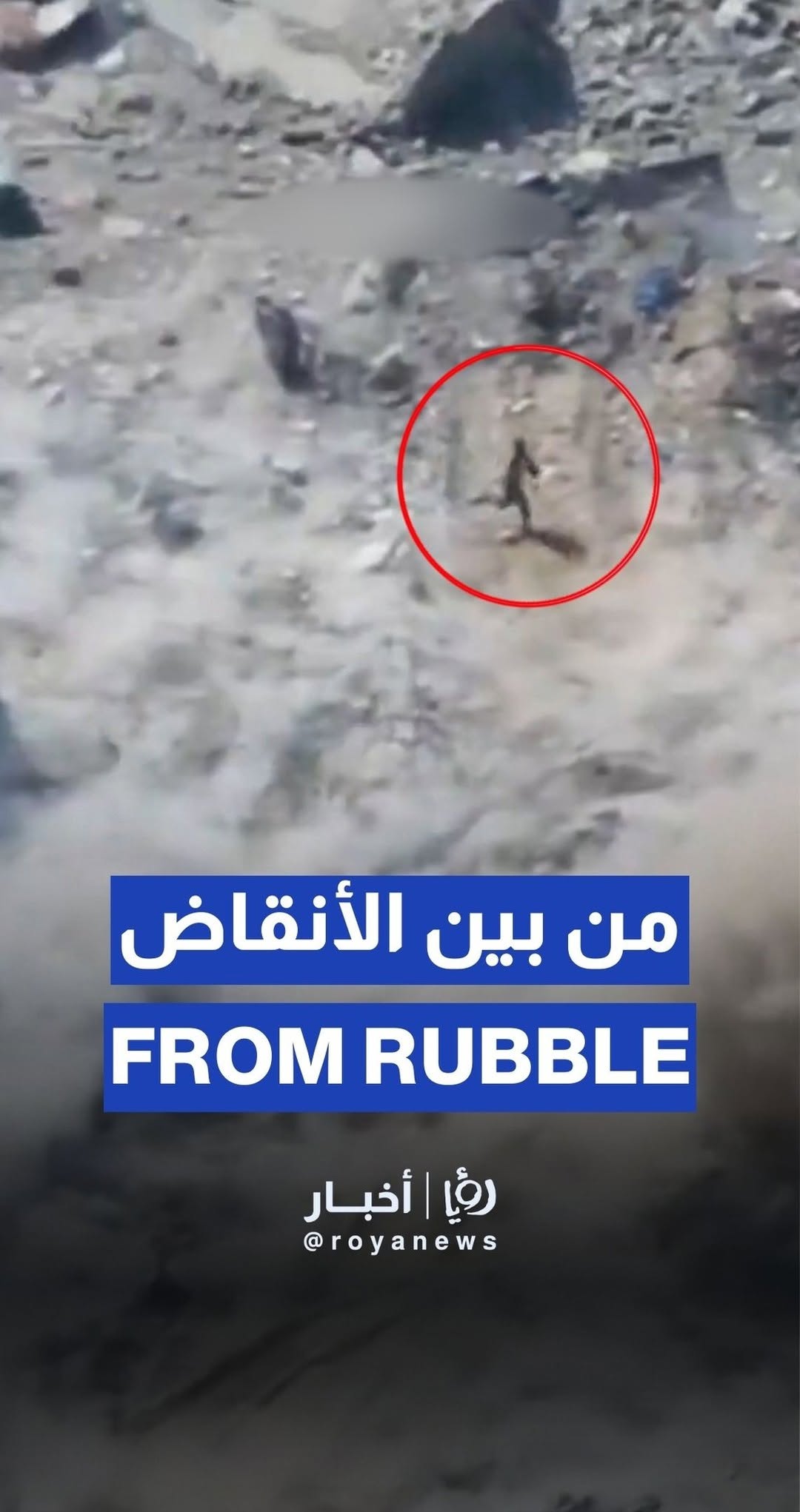 Palestinian emerges from rubble, hurls explosive at Merkava