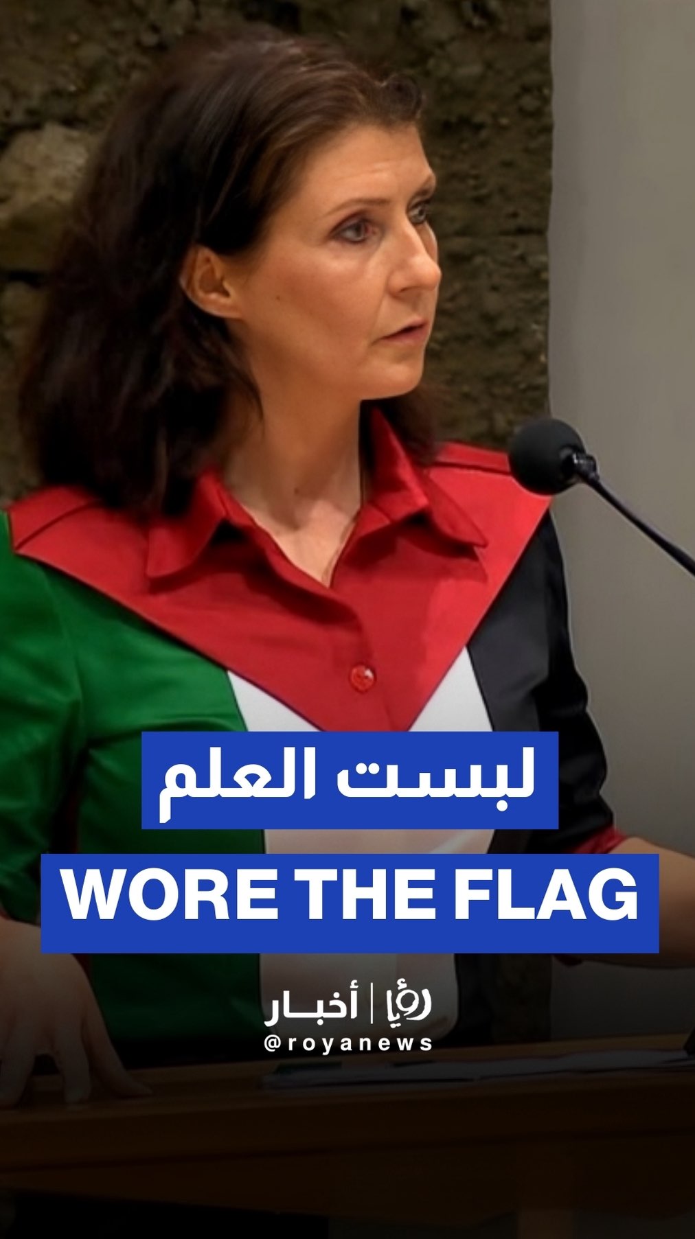 Dutch MP wearing Palestinian flag attire in parliament