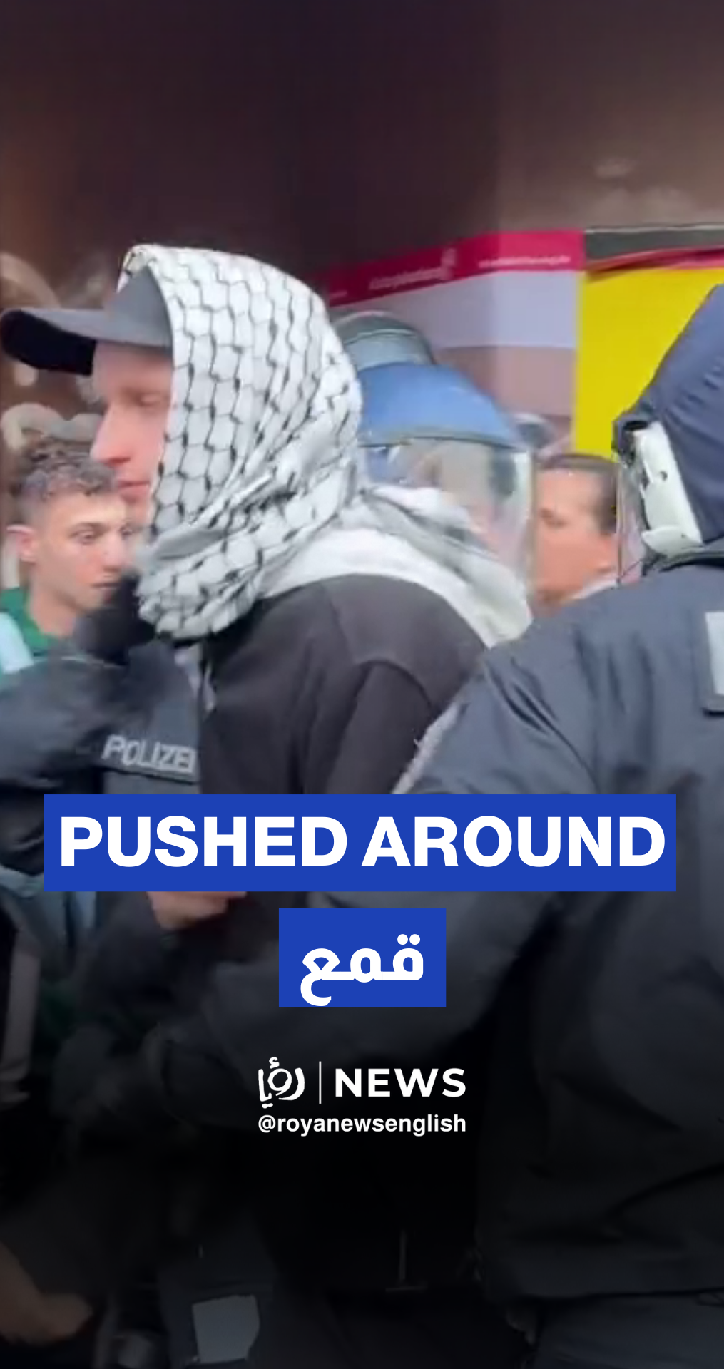 Berlin police pushing Gaza supporters during a solidarity event