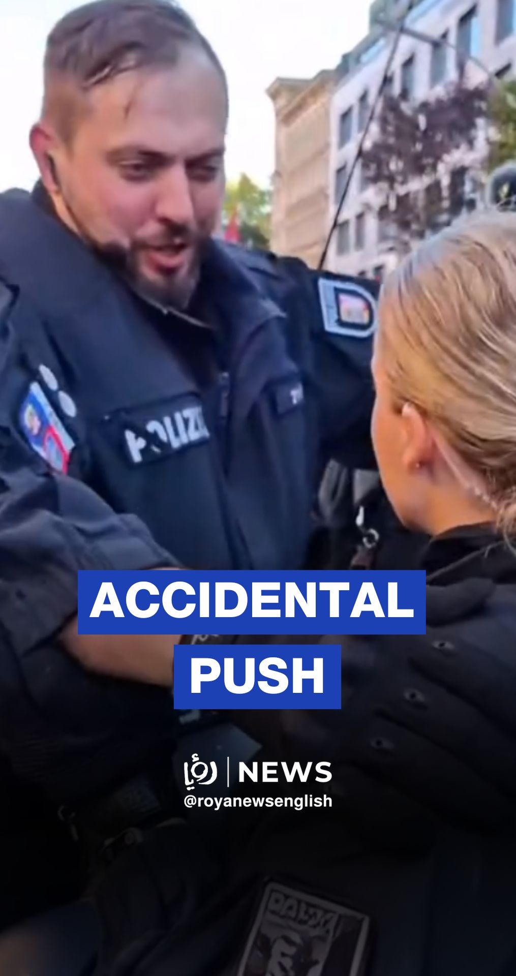 Berlin police accidentally push each other during a pro-Palestine demonstration