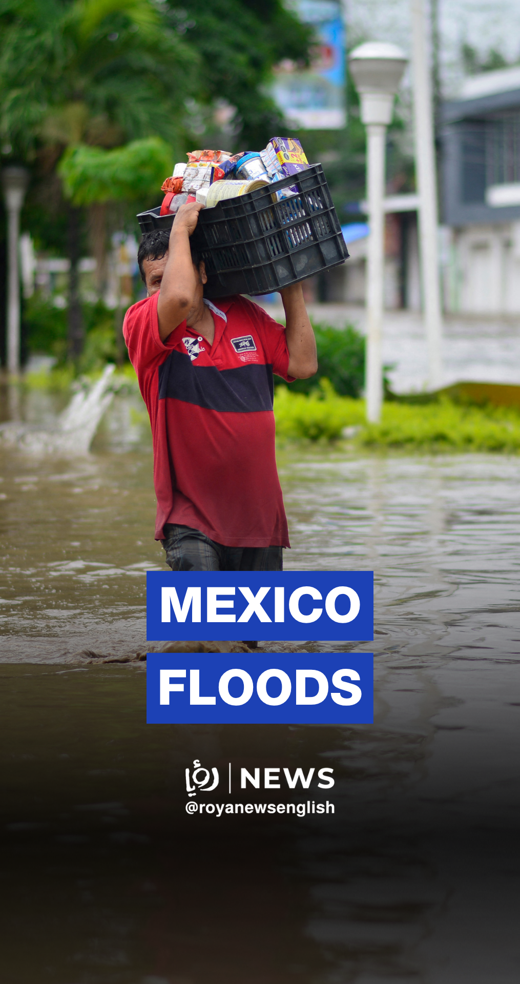 Aerial views of flooded Mexican town after heavy rains