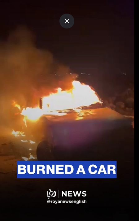 'Israeli' settlers set a car on fire in Al-Mughayir, near Ramallah