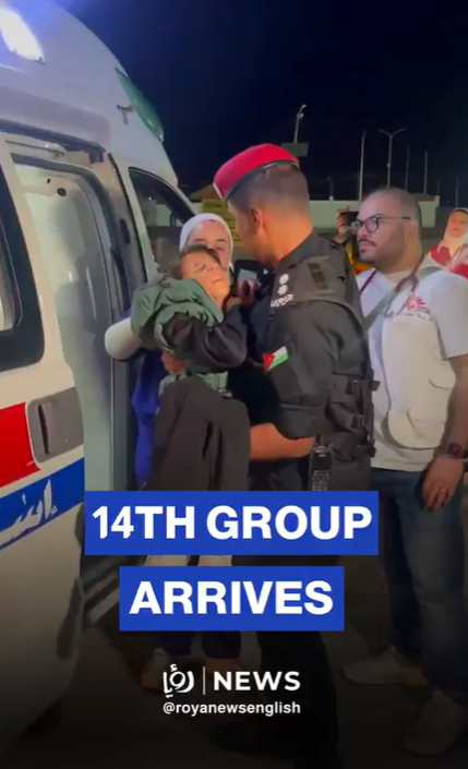 Jordan receives 14th group of Gaza children for medical care