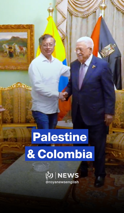 Colombian president meets Abbas in Cairo, awards Gazans the Simon Bolivar Medal
