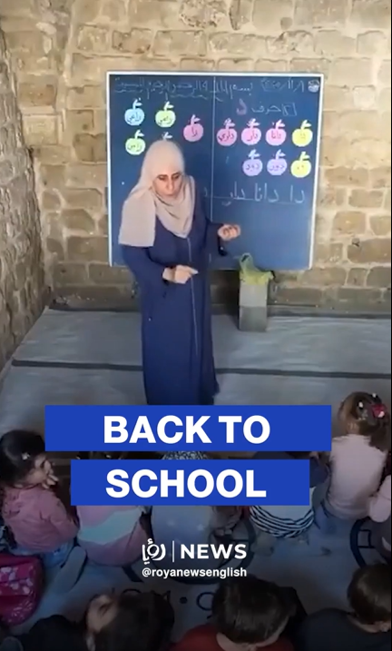 Palestinian children resume classes at historic Gaza school with volunteer teacher