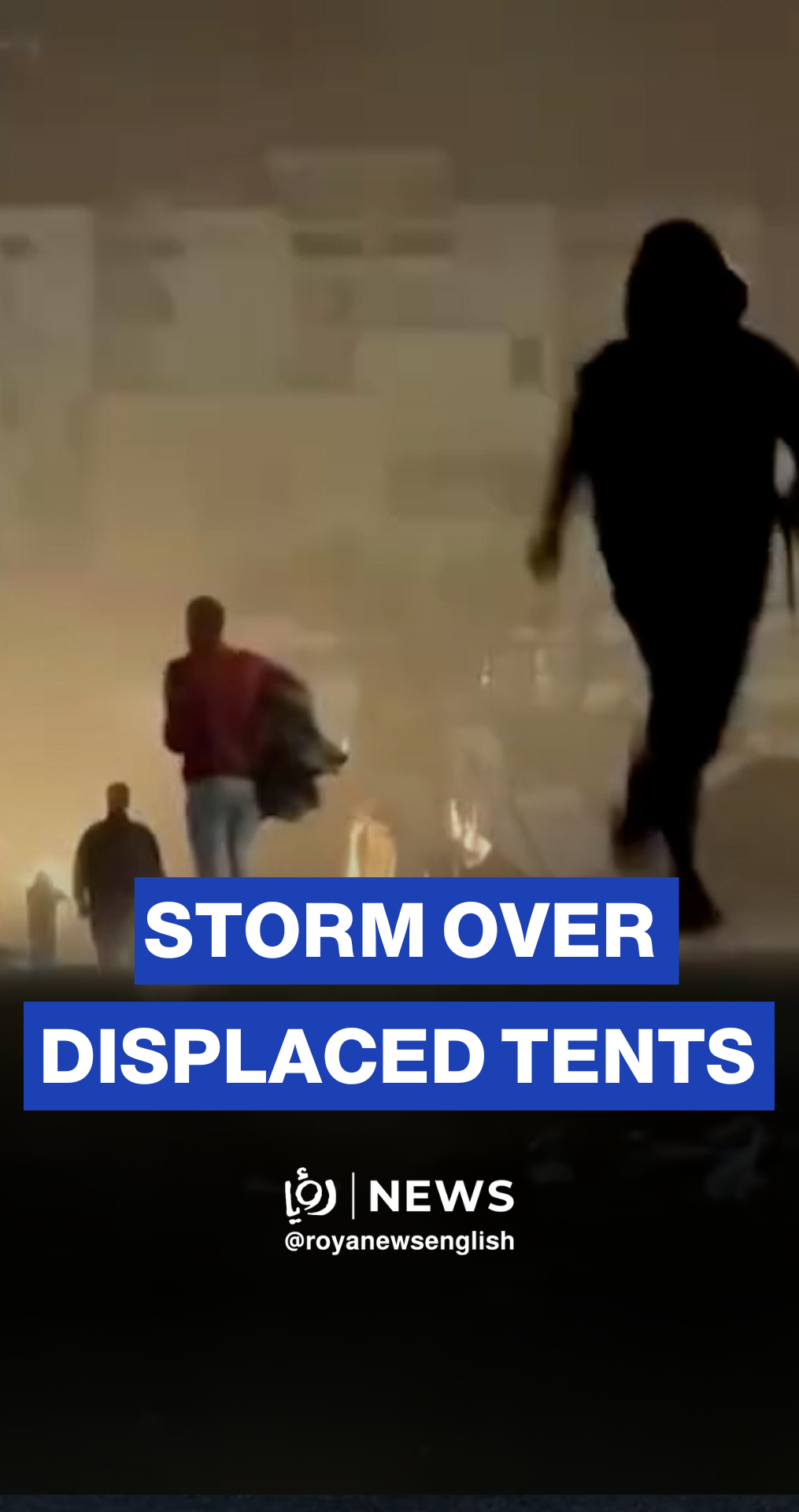 Heavy rain and thunderstorms over displaced persons' tents in Gaza