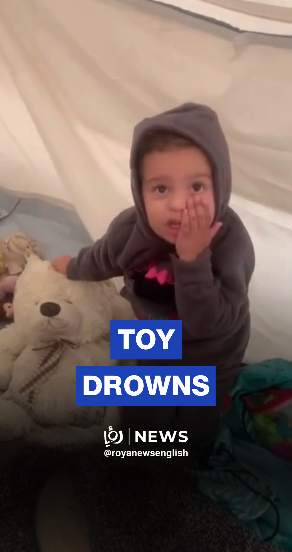Little girl in Gaza shocked seeing her toy submerged in water