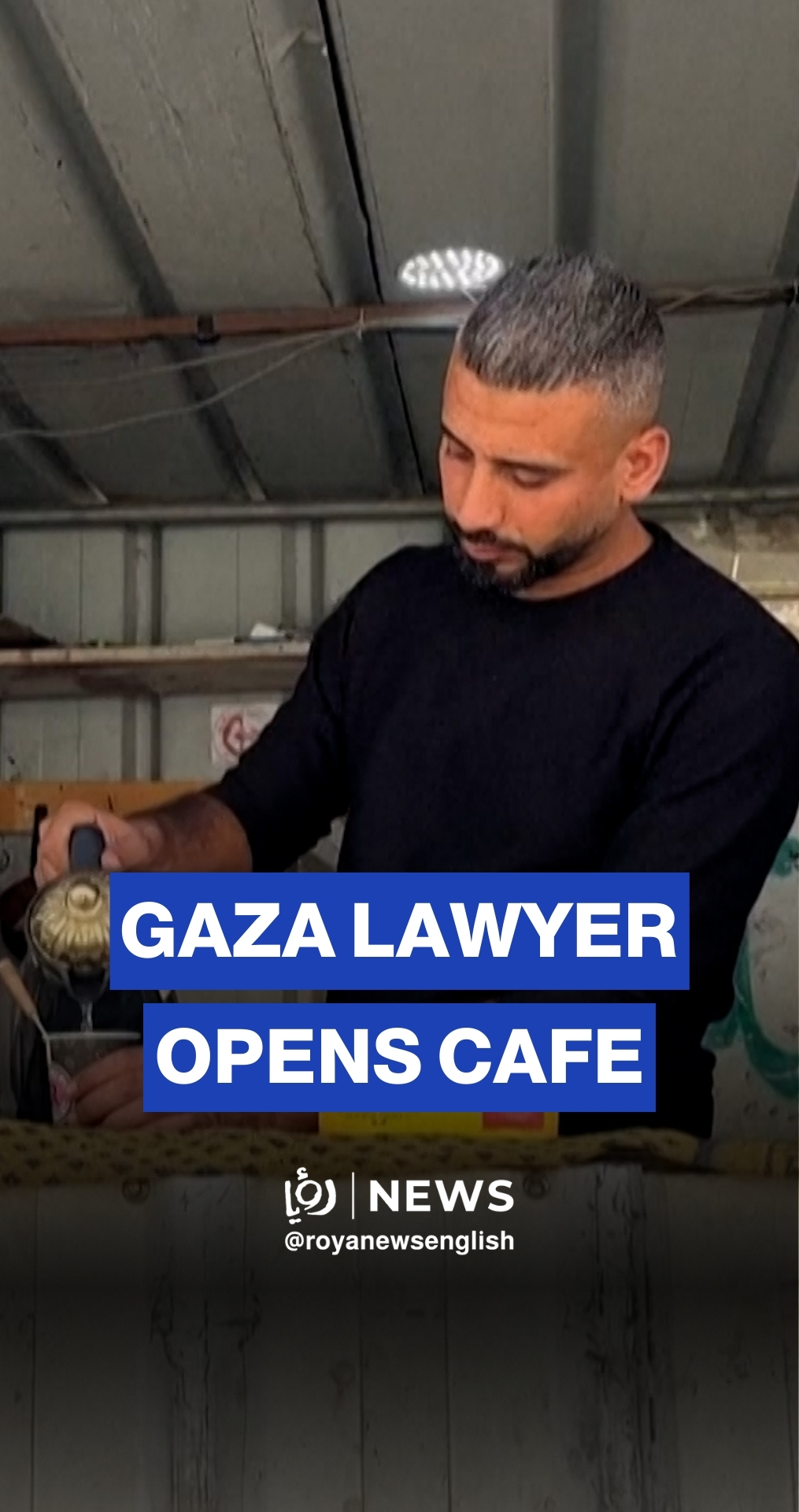 Gaza lawyer opens café in displacement camp