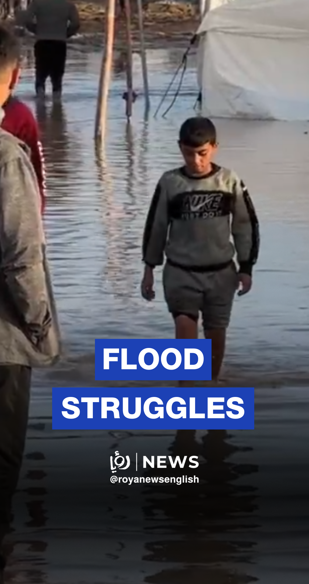 Tents housing displaced Palestinians flooded after heavy rains