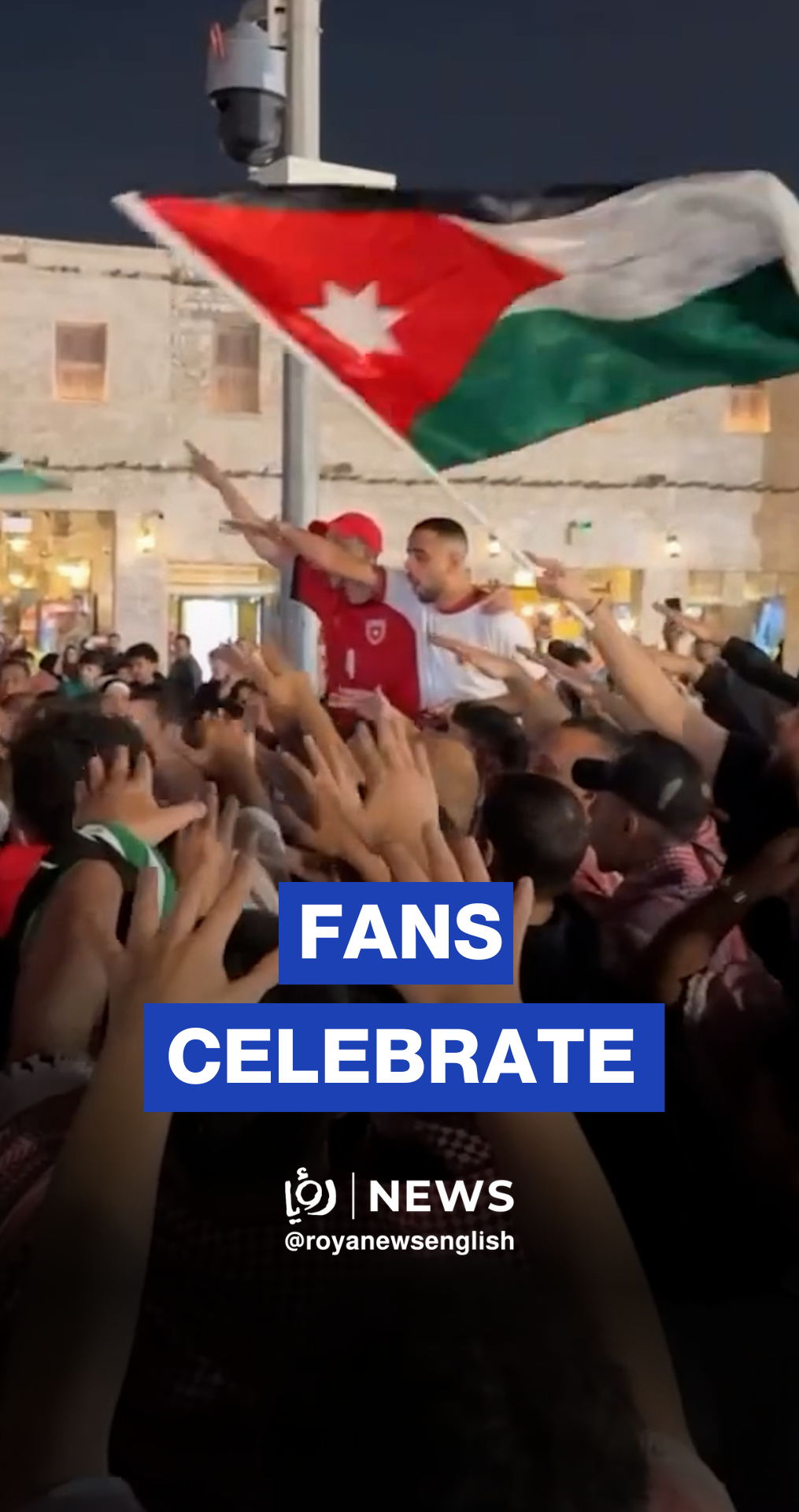 Jordanian fans celebrate Al-Nashama’s win over Iraq at Souq Waqif