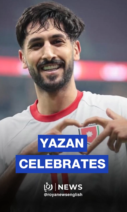 Yazan Al-Naimat celebrates Jordan’s Arab Cup semifinal win over Saudi Arabia
