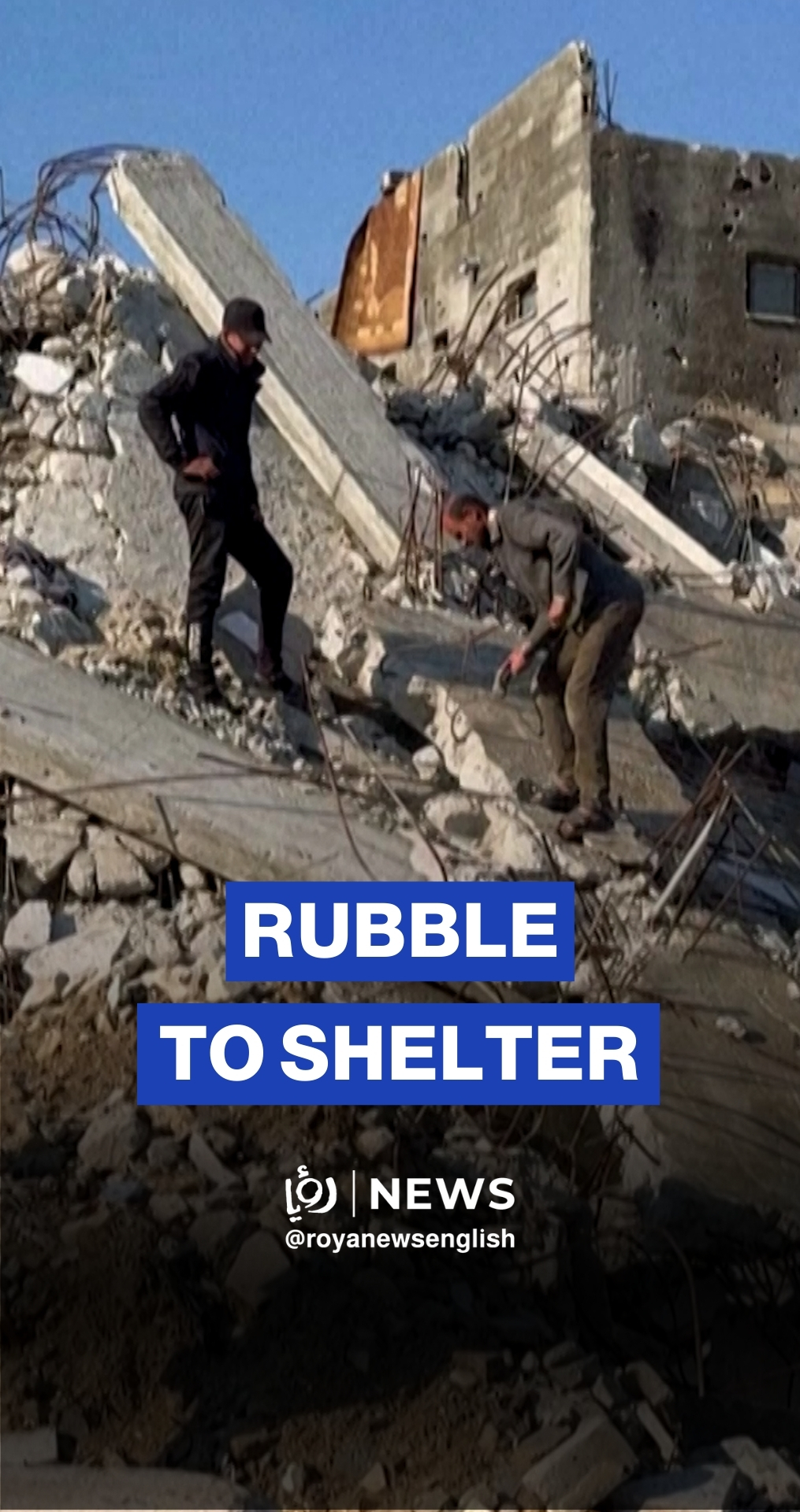 Gazans build shelters from rubble of destroyed homes in Khan Younis
