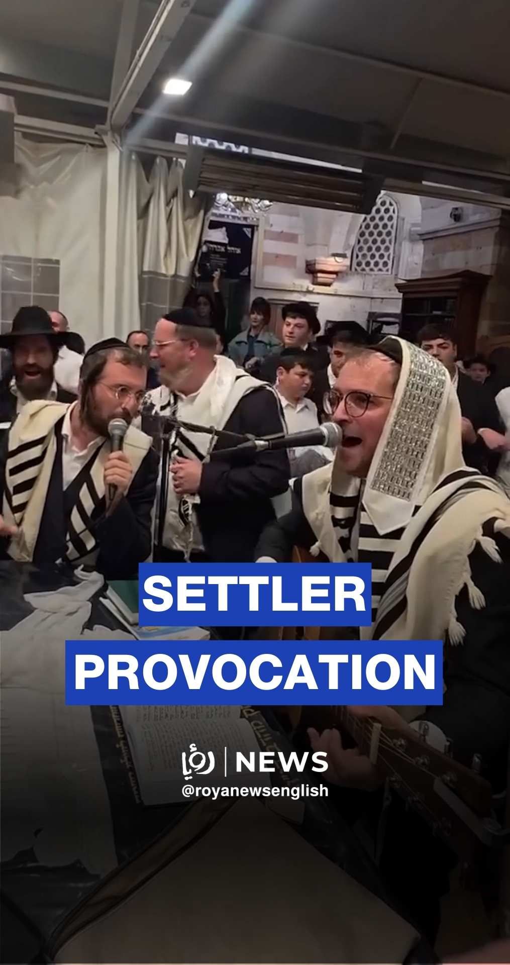 Settlers celebrate inside Ibrahimi Mosque in Hebron