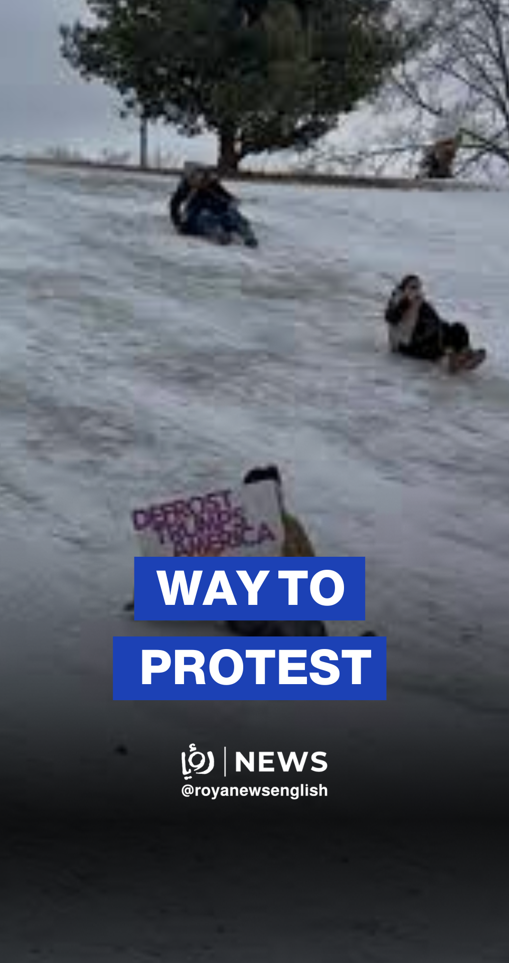Minneapolis protesters slide down icy slope to join anti-ICE rally