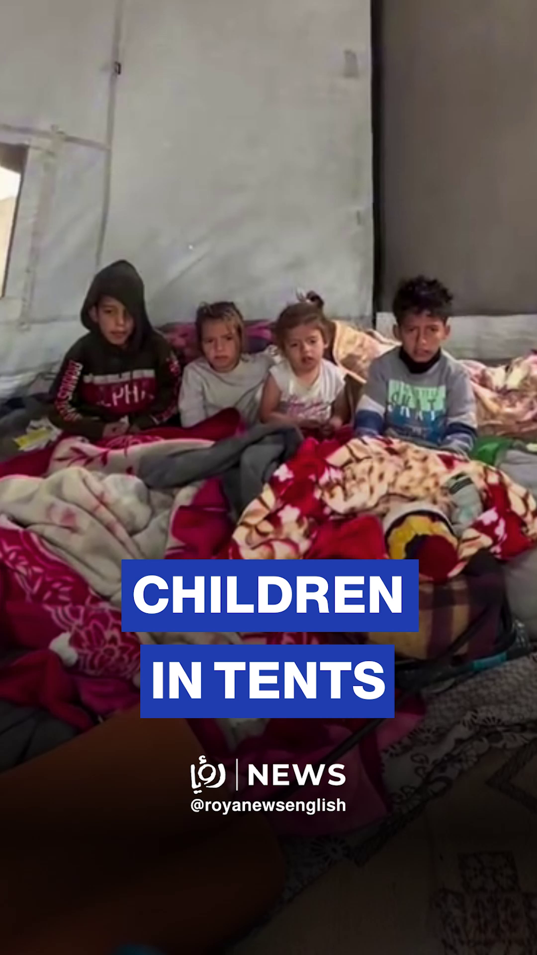 Children of Gaza braving the winter chill from inside tents
