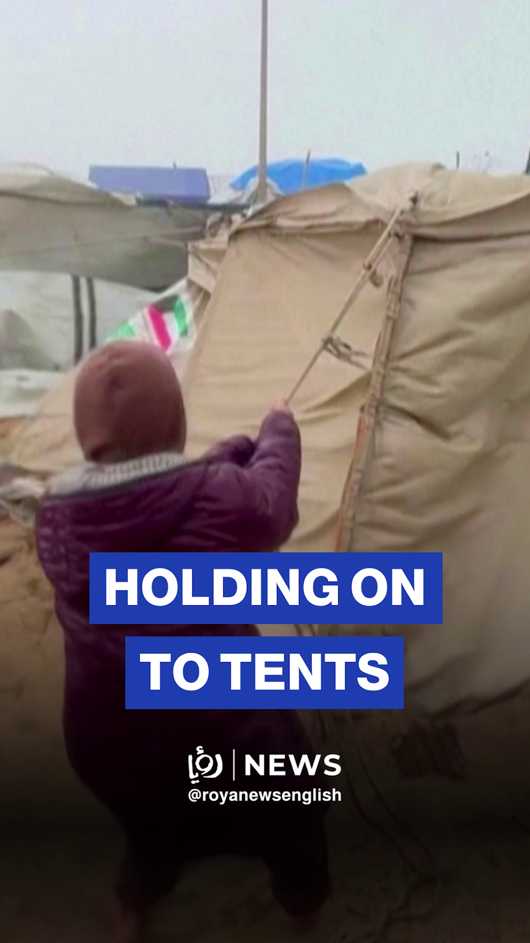 Gazans cling to their tents during storm