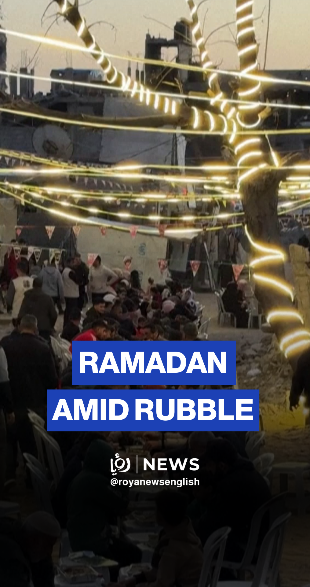 Gazans break fast amid rubble