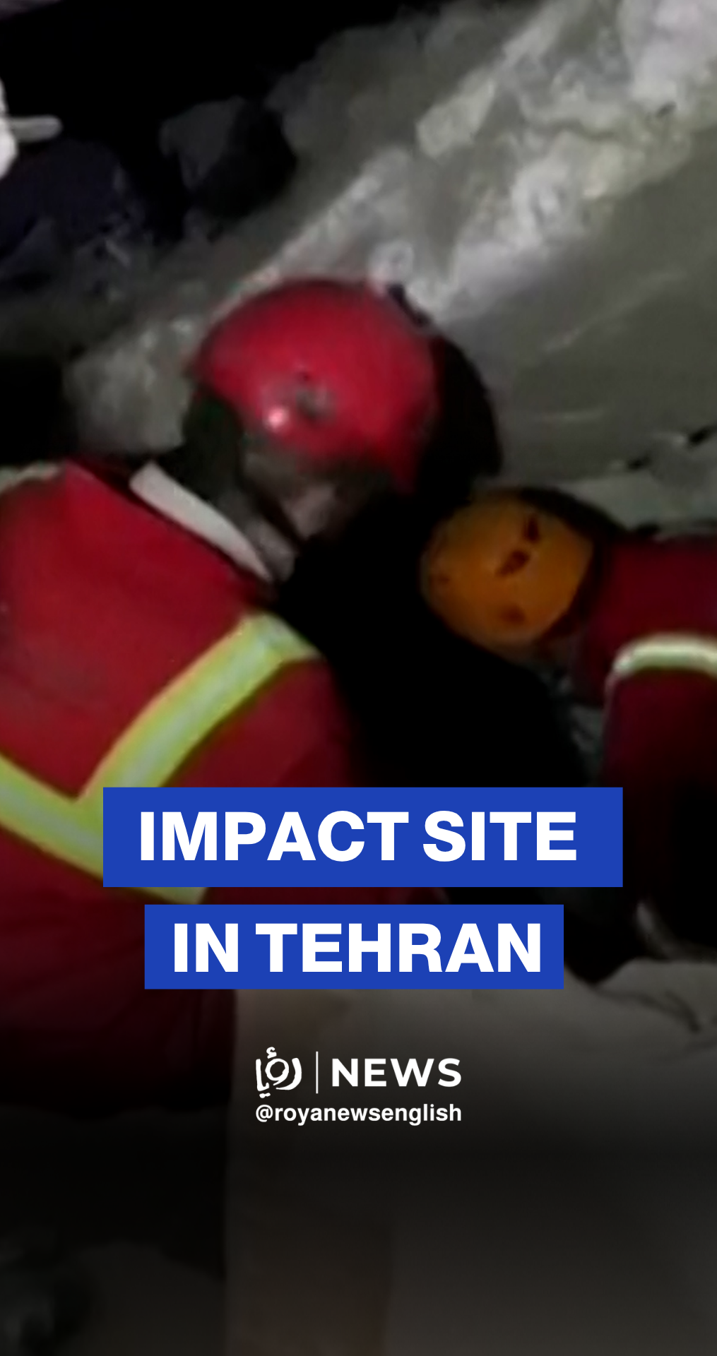 Iranian Red Crescent rescue team at a US–'Israeli' impact site in Tehran