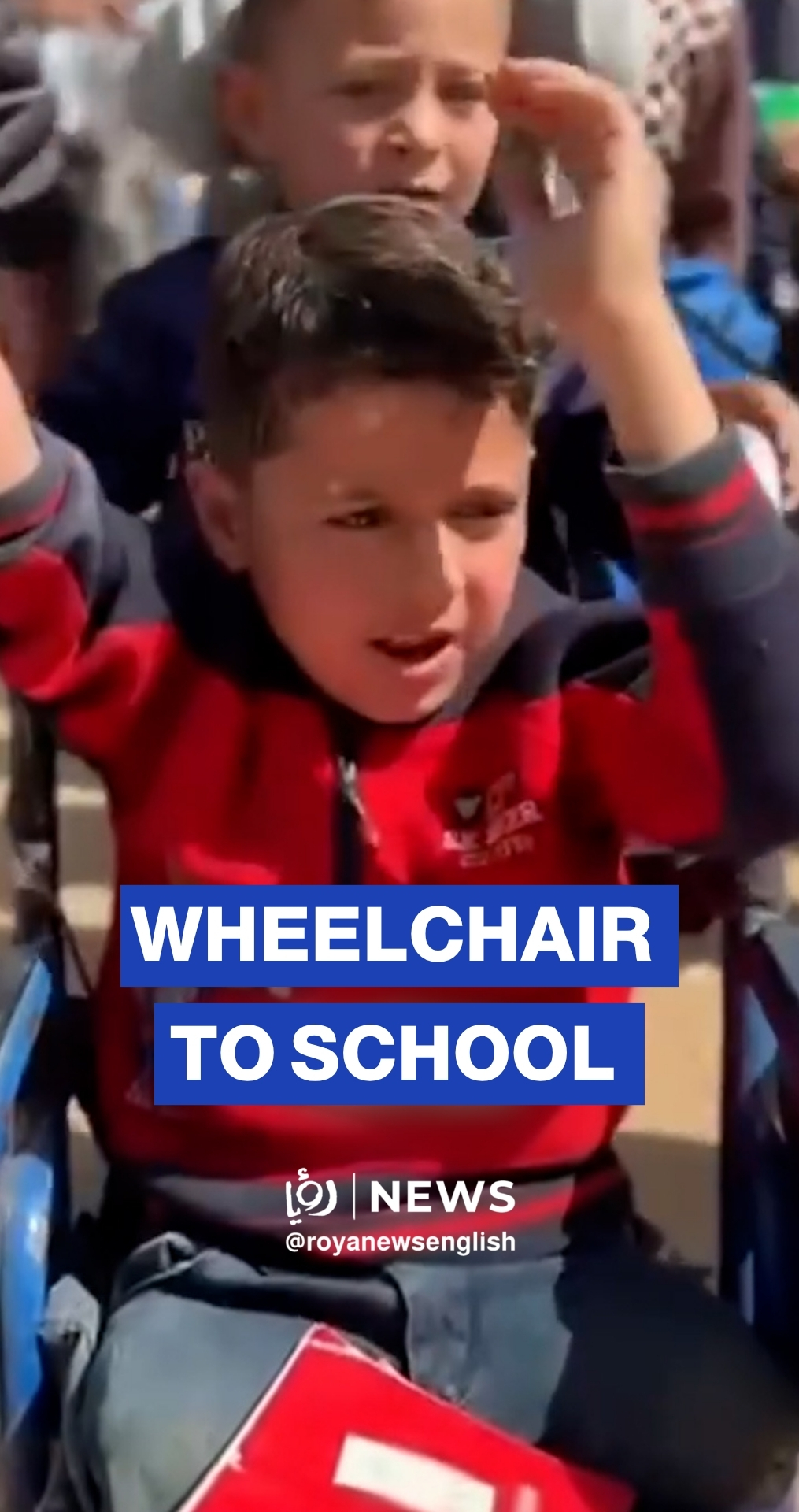 Palestinian child in wheelchair seen in school