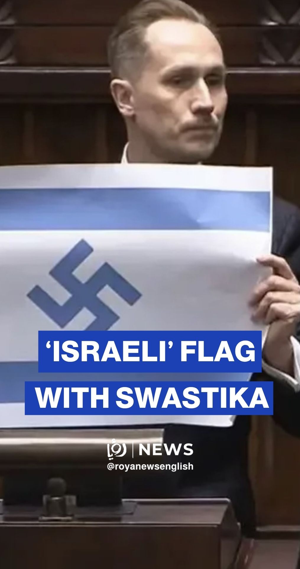 Polish MP displayed an ‘Israeli’ flag marked with a swastika