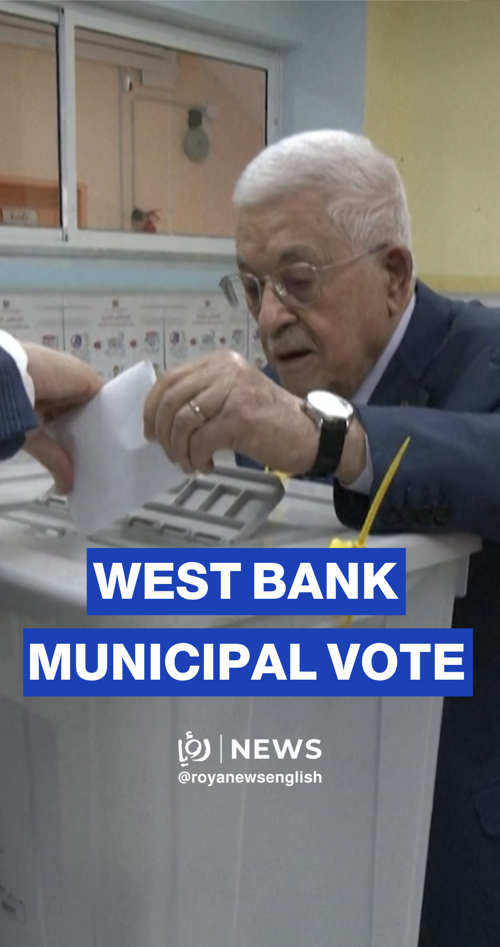 Palestinian President Mahmoud Abbas casts vote