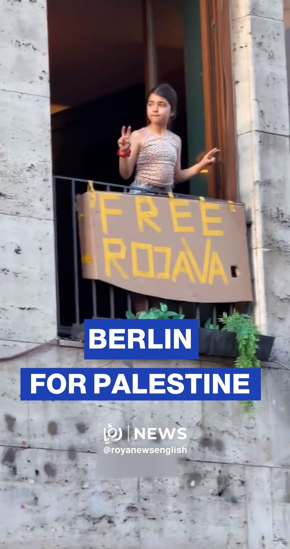 Berlin residents join pro-Palestine march from windows