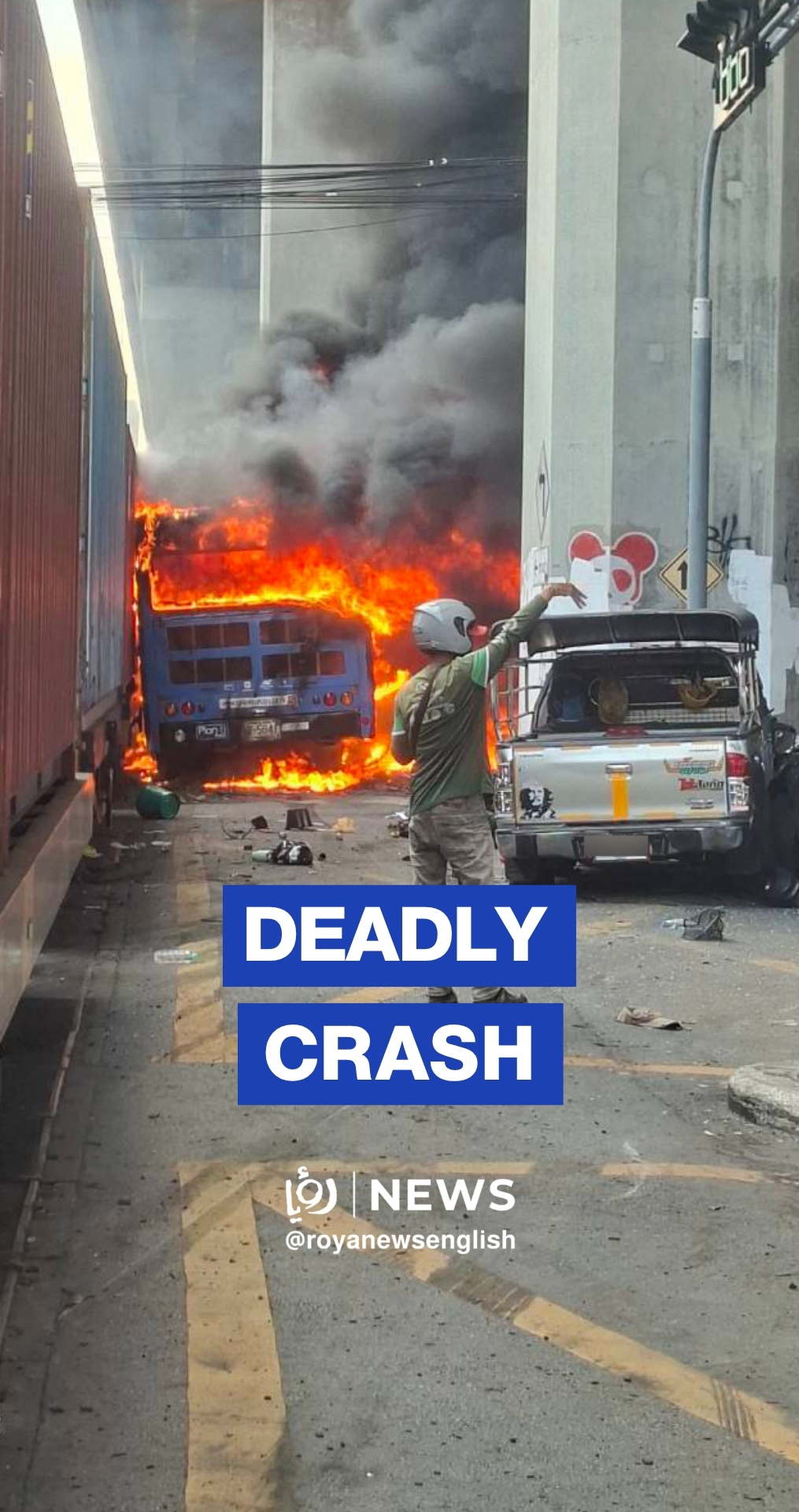 Train crash in Thailand leaves dead and injured after bus catches fire