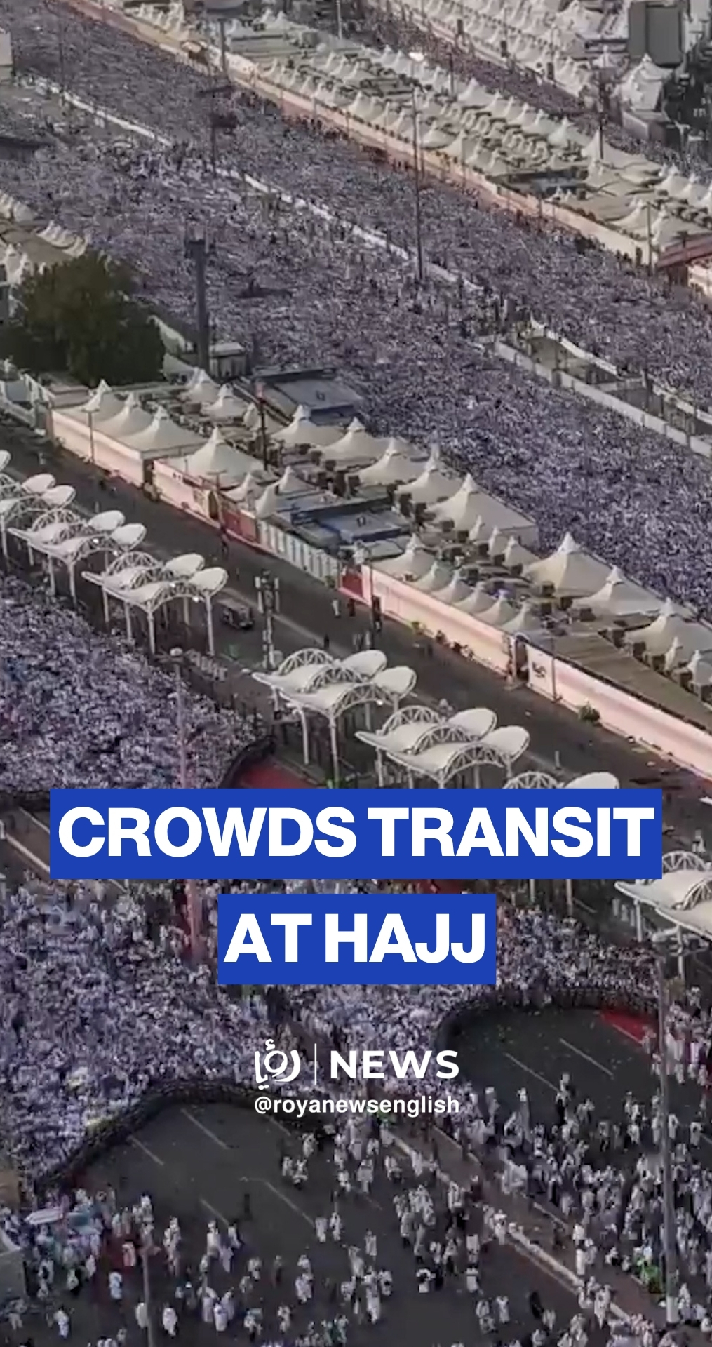 Smooth transit of massive crowds at Hajj, drone footage