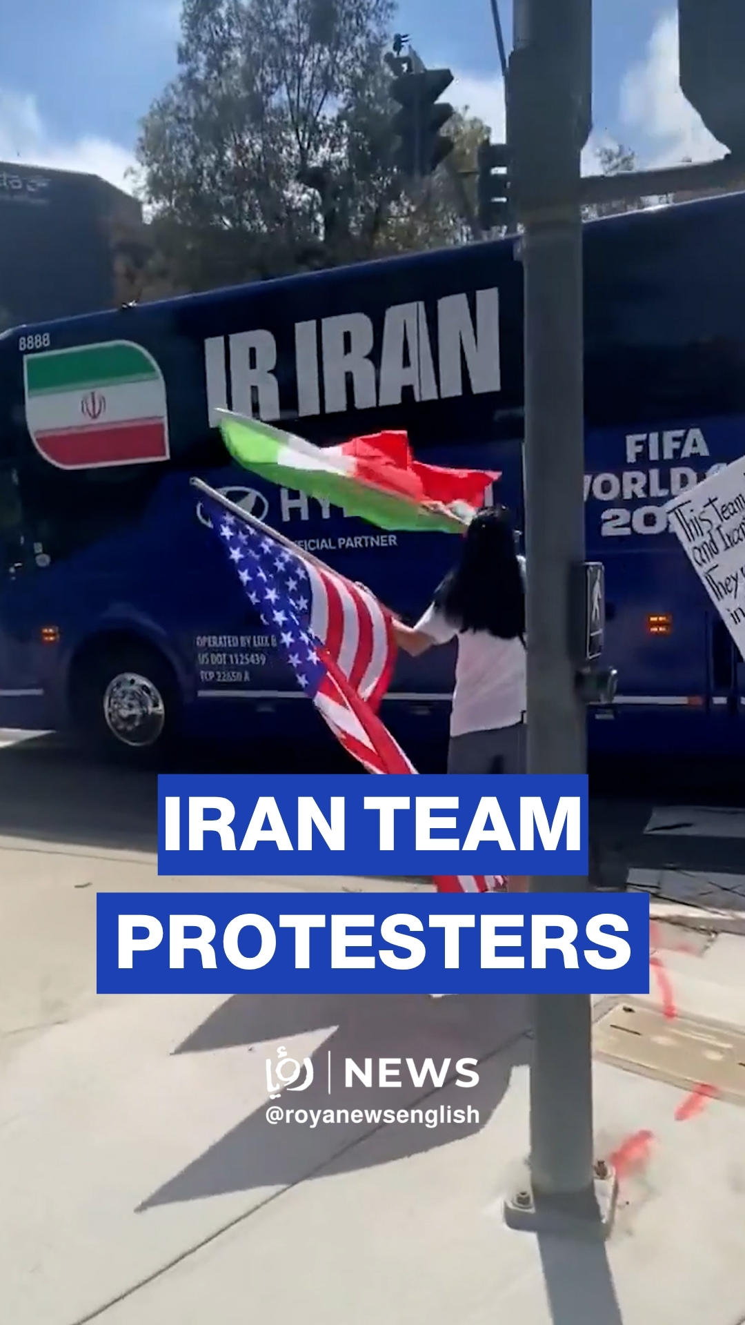 “Shame on you”: Protesters confront Iran team bus before World Cup match
