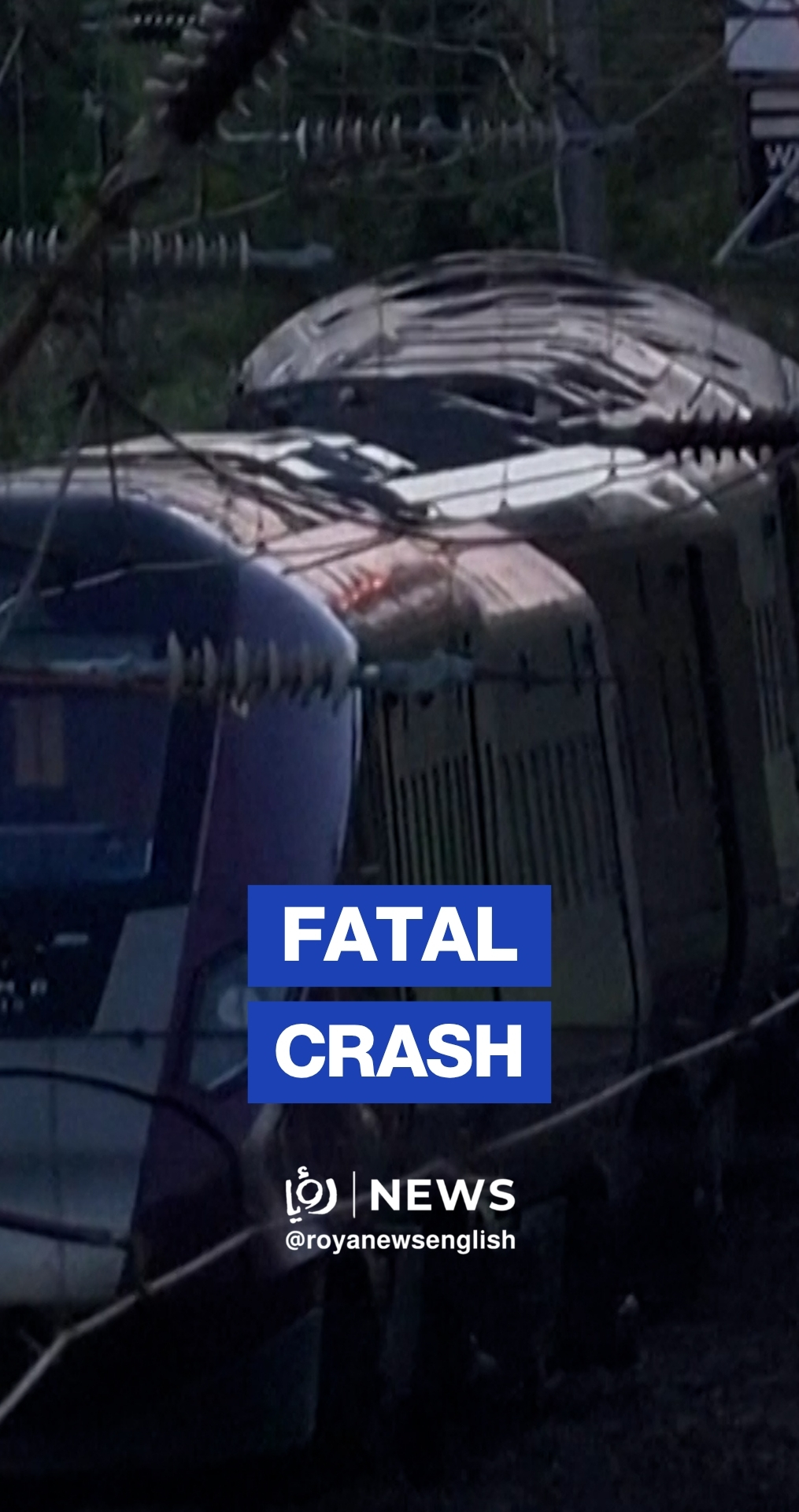 Aftermath of train collision north of London