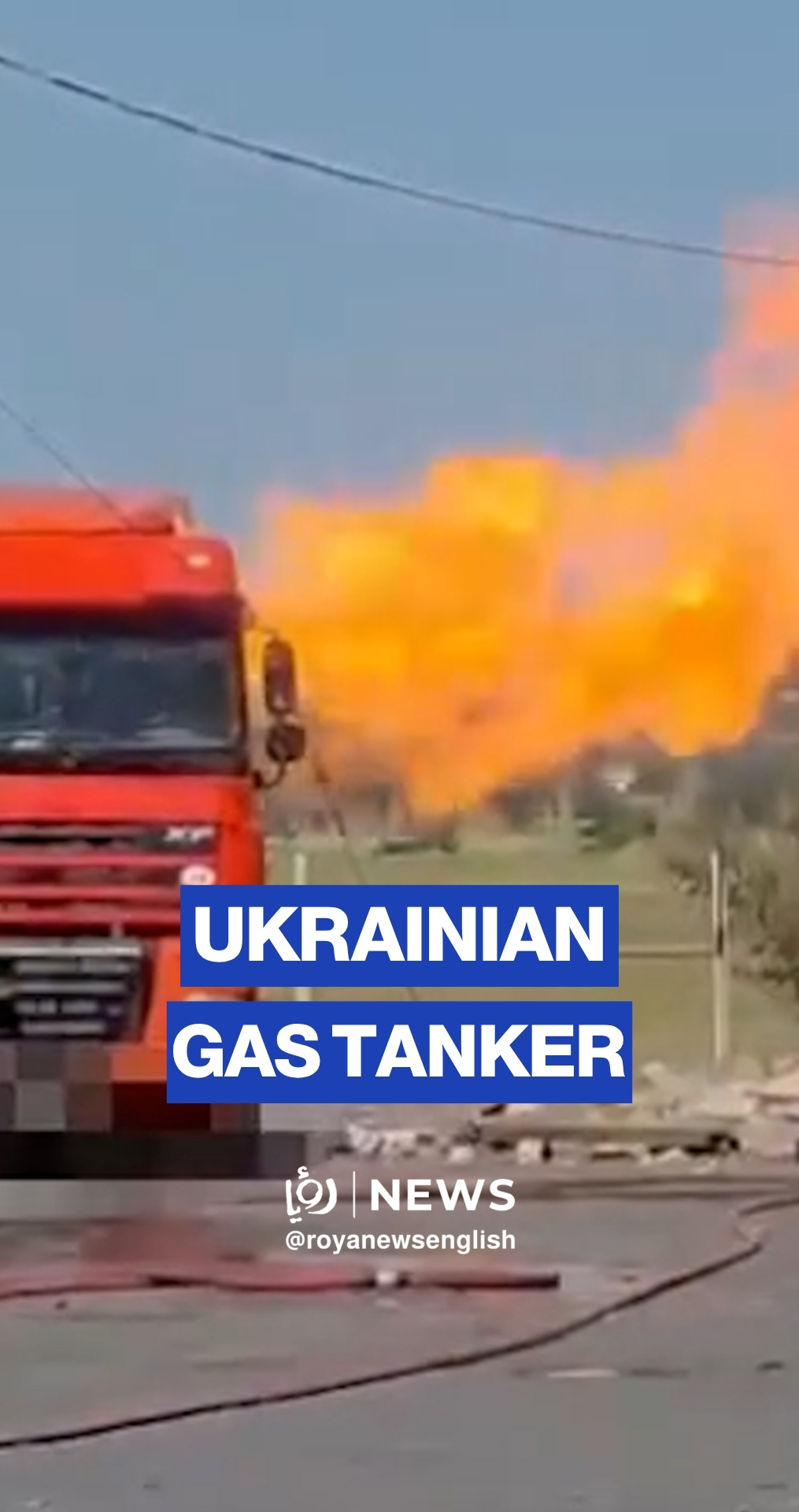 Gas tanker erupts in flames after Russian drone strike