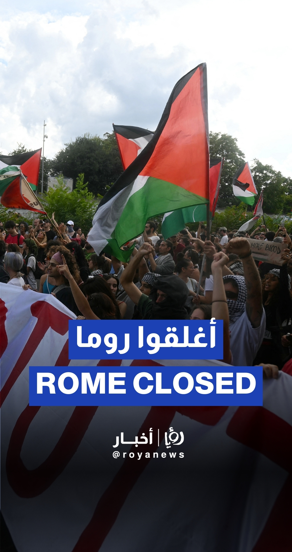 عشرات الآلاف يخرجون بمسيرة مؤيدة لفلسطين في روما ويشلون حركة العاصمة الإيطالية