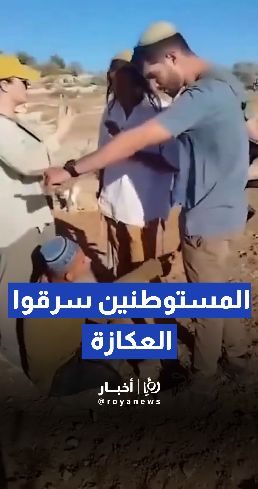 مستوطن يسرق عكازة المسن سعيد العمور أثناء دفاعه عن أرضه