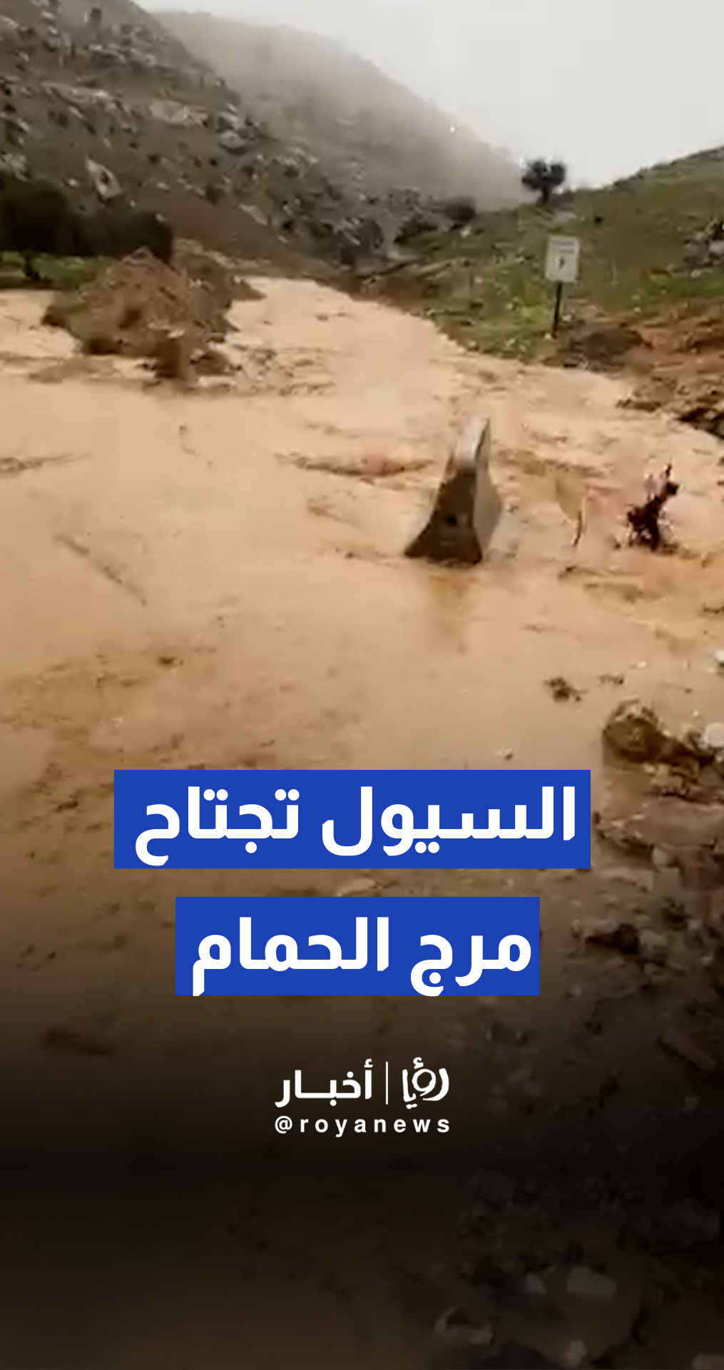 السيول تجتاح الشوارع في مرج الحمام وتصل لمقبرة وادي الشتاء