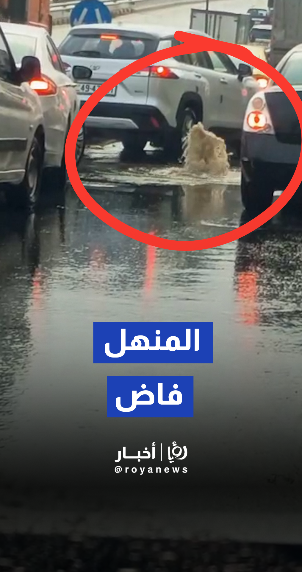 فيضان منهل صرف صحي في الجاردنز عمان