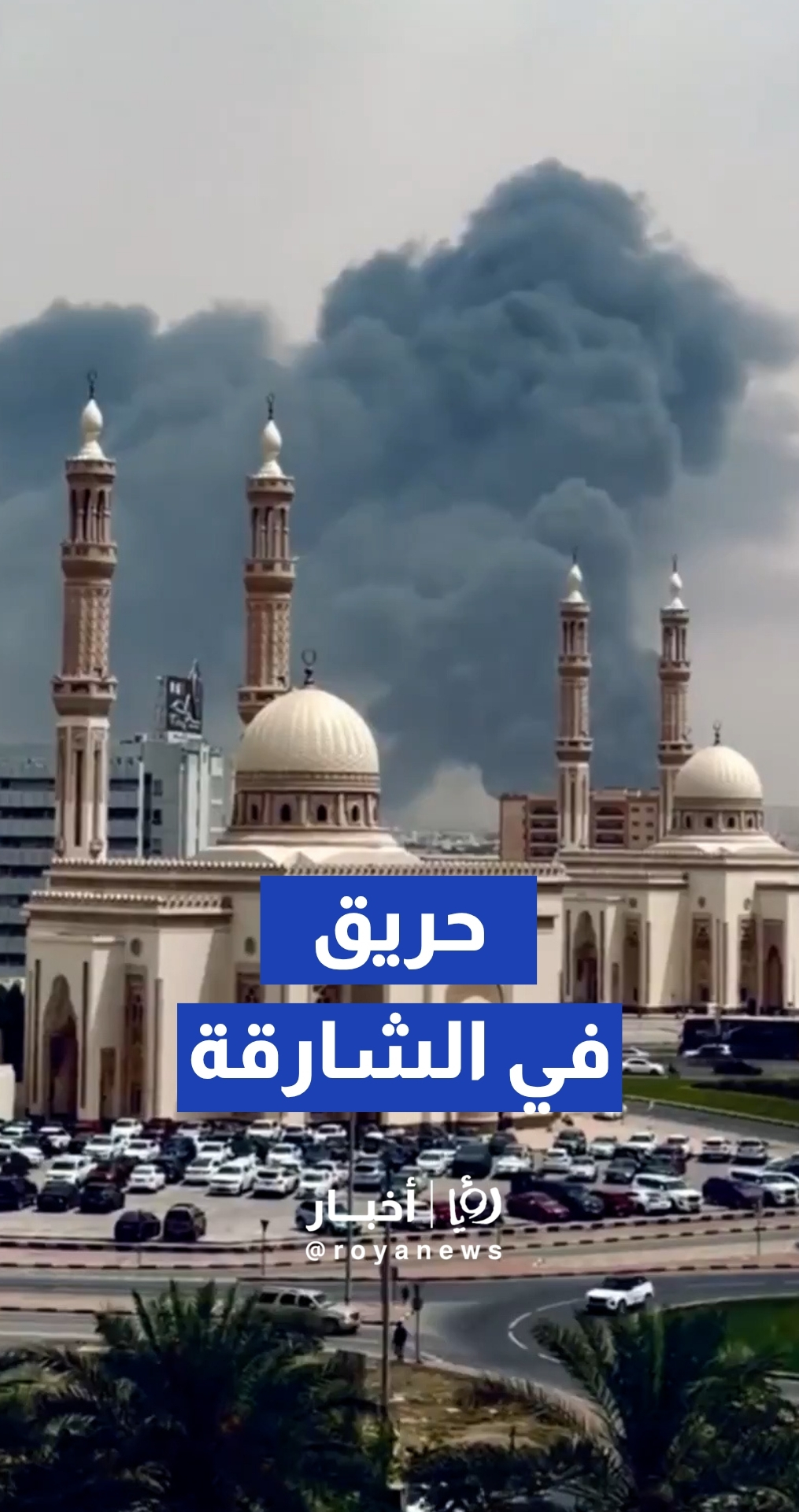 تصاعد أعمدة الدخان إثر اندلاع حريق في المنطقة الصناعية بإمارة الشارقة