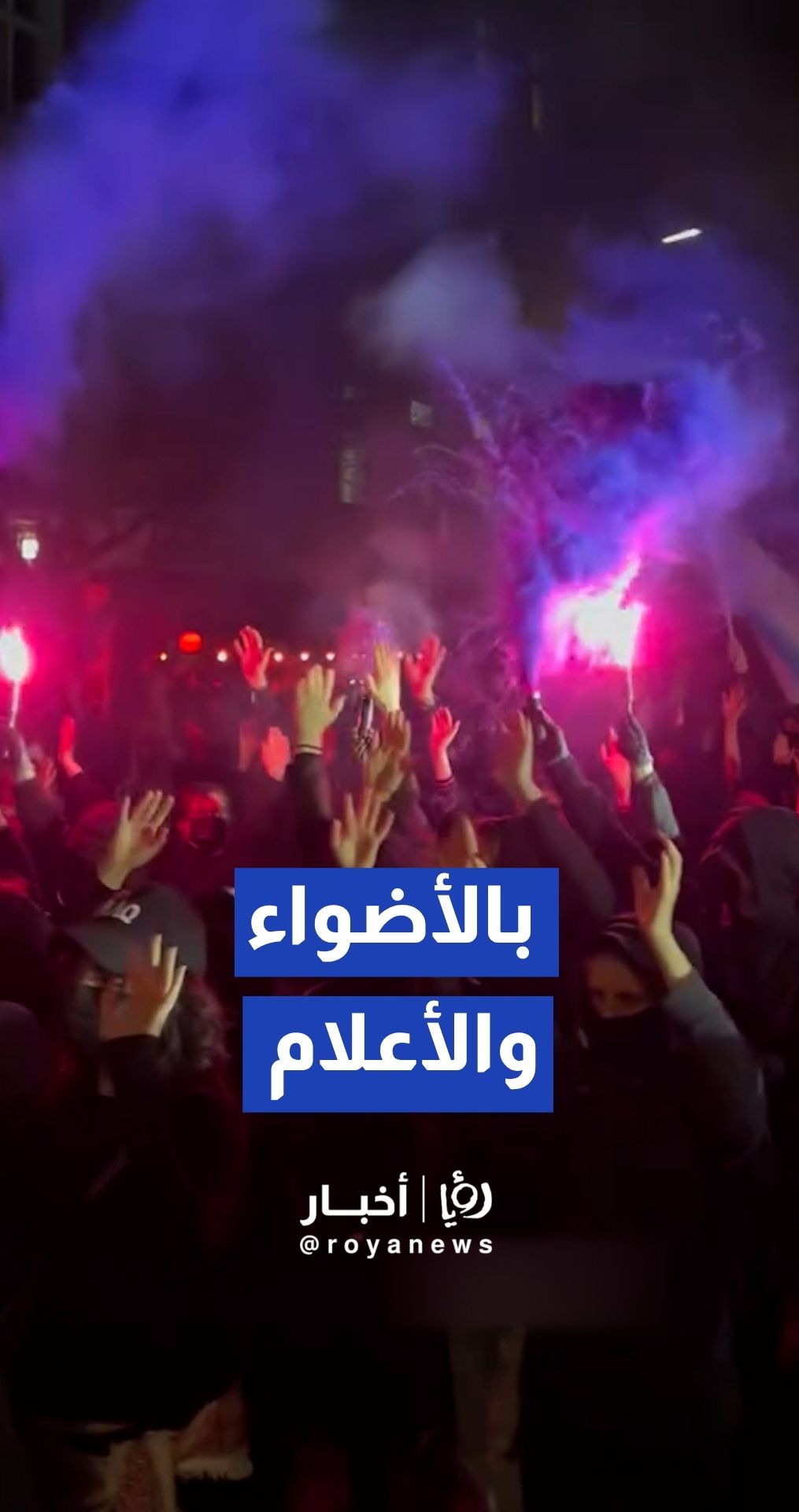 إشعال أضواء ورفع الأعلام الفلسطينية في مسيرة ليلية بالعاصمة برلين