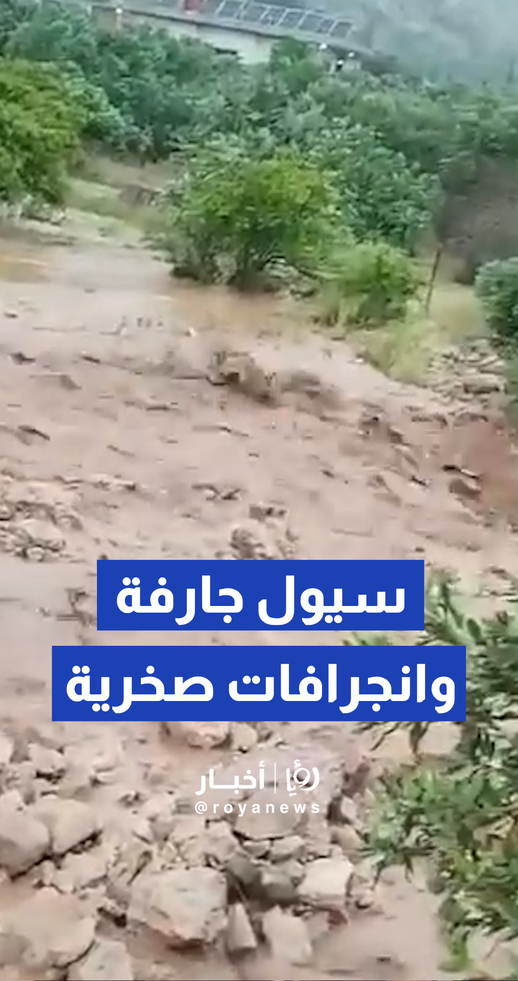 سيول جارفة وانجرافات صخرية تغمر بلدة شطحة في سهل الغاب بسوريا